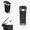 simplehuman CW1390 ถังขยะแบบเหยียบสำหรับใช้ในครัวขนาด 40 ลิตร พร้อมขอบซับ ฝาปิดแบบปิดนุ่มเงียบ พลาสติกสีดำ กว้าง 51.30 ซม. x สูง 61.50 ซม. x ลึก 26.00 ซม.