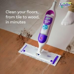 ชุดม็อบถูพื้นอเนกประสงค์ Swiffer PowerMop พร้อมรีฟิลแผ่นม็อบ 2 ชิ้น น้ำยาทำความสะอาด 1 ก้อน พร้อมกลิ่นหอมสดชื่น และแบตเตอรี่ 2 ก้อน